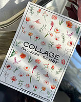 Слайдеры весенние для ногтей Collage - 62 цветы, птицы, растения, наклейки для дизайна ногтей, маникюра.