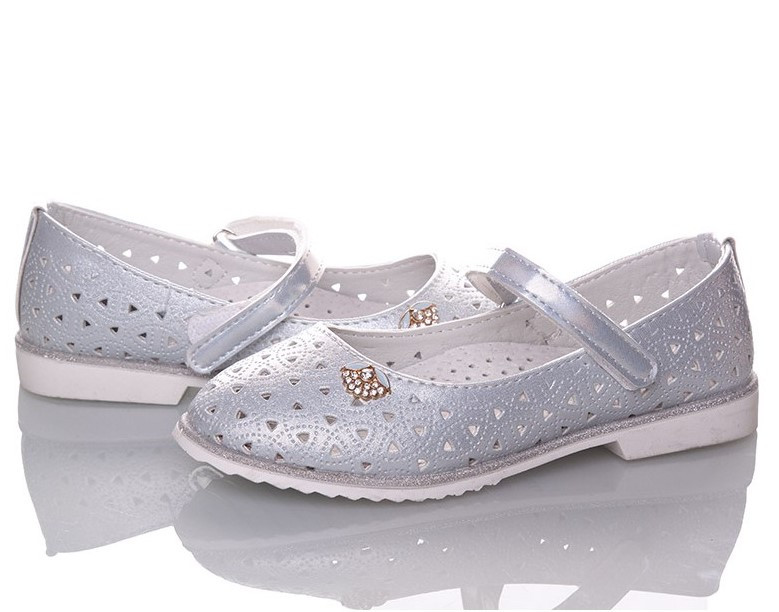 Дитячі підліткові нарядні карнавальні туфлі на дівчинку Сріблясті р. 35,36