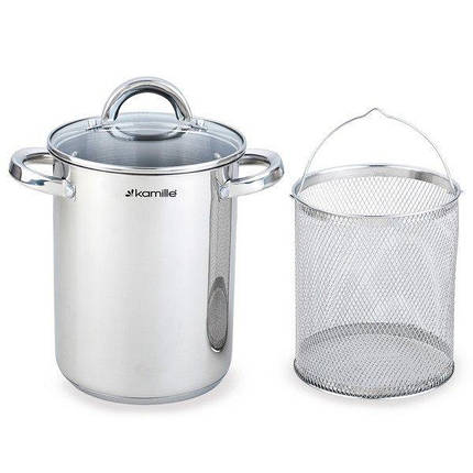 Каструля для варіння овочів, спаржі Kamille 4 л Ø 16*21 см із неіржавкої сталі KM-5850, фото 2