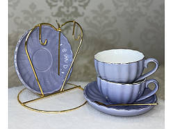 ❤️Чайный набор на металлической подставке (2 чашки+2 блюдца+2 ложки)