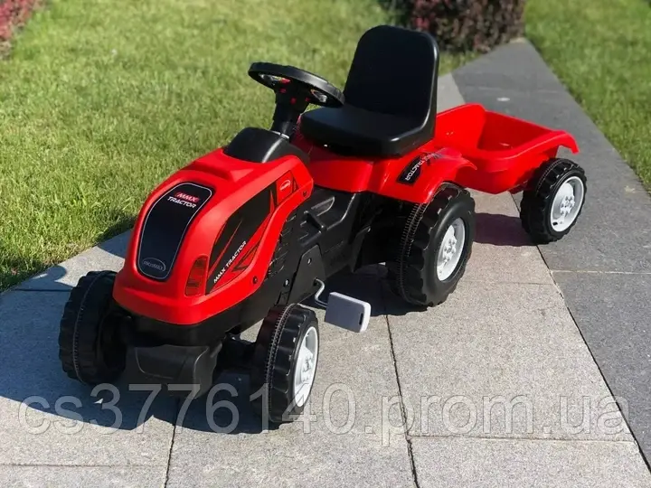 Трактор дитячий на педалях для дитини з причепом Micromax великий, Дитячий трактор — велотрактор червоний