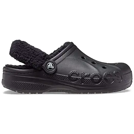Crocs Baya Lined Fuzz-Strap Clog Black — чоловічі / жіночі сабо Крокс Бая Фаззз-Стрип чорні, фото 1