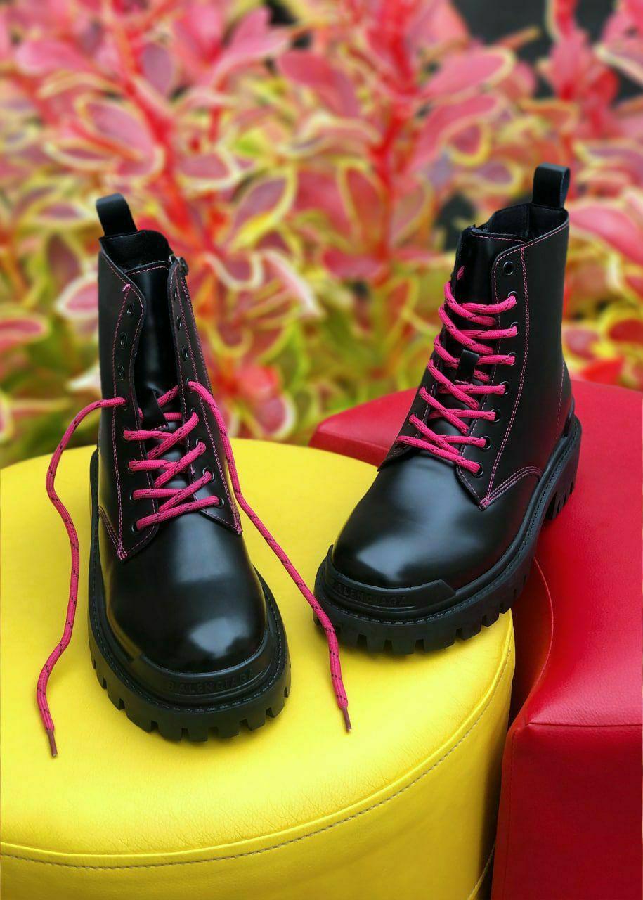 Жіночі черевики чорні демісезонні Balenciaga Tractor Side-zip Low Boots (07590)