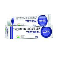 Третиноїн крем для проблемної шкіри Tretiheal 0.05%, 20г. Tretinoin Cream USP. Аналог Retino-A. Термін до 08.2026
