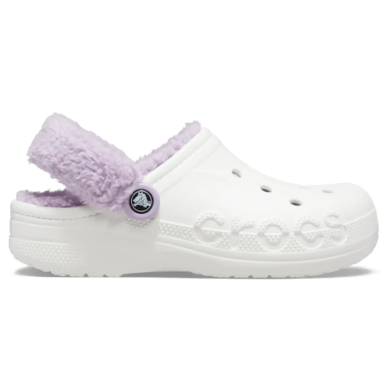 Жіночі сабо Crocs Baya Lined Fuzz-Strap білі з хутром | Утеплені Crocs White оригінал