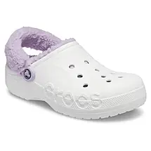 Жіночі сабо Crocs Baya Lined Fuzz-Strap білі з хутром | Утеплені Crocs White оригінал, фото 6