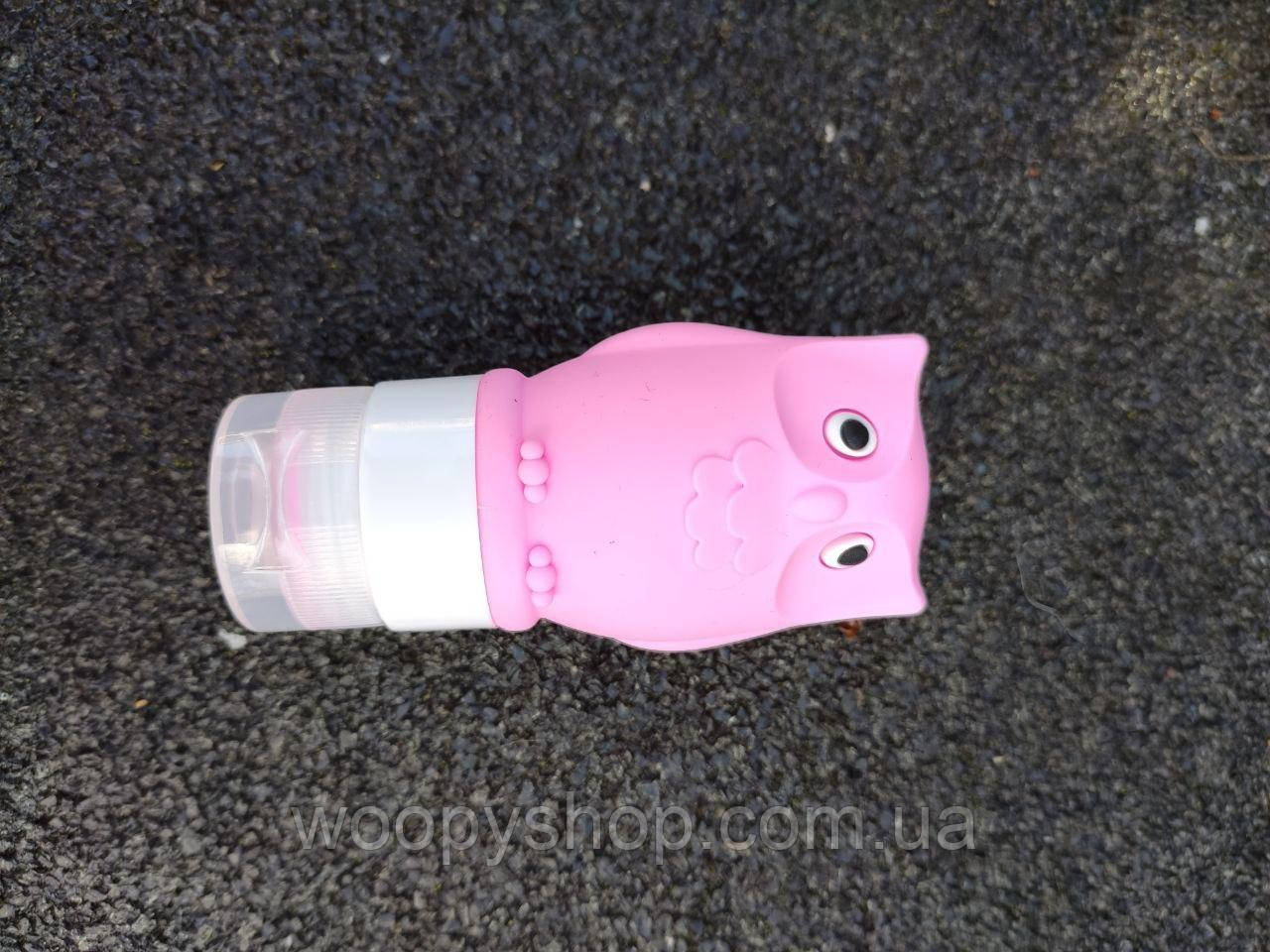 Силіконова пляшечка 60 мл "Сова" багаторазова рожева