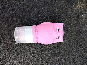 Силіконова пляшечка 60 мл "Сова" багаторазова рожева