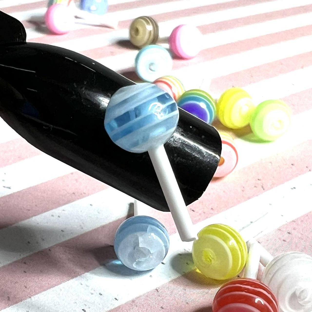 Прикраса об'ємна "Чупа-чупс" (1шт) для дизайну нігтів блакитний