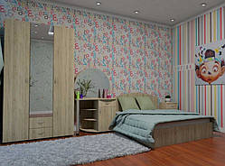 Шафа для речей з дзеркалом IdealMebel Шафа-6, шафа зі штангою і висувними ящиками, шафа в спальню, вітальню