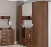 Шкаф для вещей с зеркалом IdealMebel Шкаф-7, шкаф со штангой и выдвижными ящиками, шкаф в спальню, гостиную