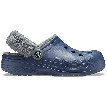 Чоловічі/жіночі сабо Crocs Baya Lined Fuzz-Strap Navy / Bright Grey з хутром | Утеплені Crocs оригінал, фото 1