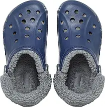 Чоловічі/жіночі сабо Crocs Baya Lined Fuzz-Strap Navy / Bright Grey з хутром | Утеплені Crocs оригінал, фото 3