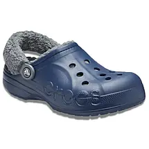 Чоловічі/жіночі сабо Crocs Baya Lined Fuzz-Strap Navy / Bright Grey з хутром | Утеплені Crocs оригінал, фото 5