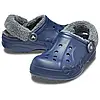 Чоловічі/жіночі сабо Crocs Baya Lined Fuzz-Strap Navy / Bright Grey з хутром | Утеплені Crocs оригінал, фото 7