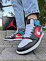 Чоловічі кросівки Nike Air Jordan 1 (червоно-сині) ||, фото 3