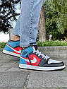 Чоловічі кросівки Nike Air Jordan 1 (червоно-сині) ||, фото 5