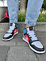 Чоловічі кросівки Nike Air Jordan 1 (червоно-сині) ||, фото 10