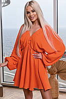 Летнее платье из муслина, размер 42-44, цвет оранжевый