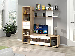 Вітальня IdealMebel "Мальта", стінка у вітальню з полицями і пеналом з висувними ящиками