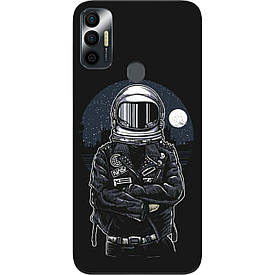 Чохол силіконовий для Tecno Spark 7 з картинкою Космонавт і місяць