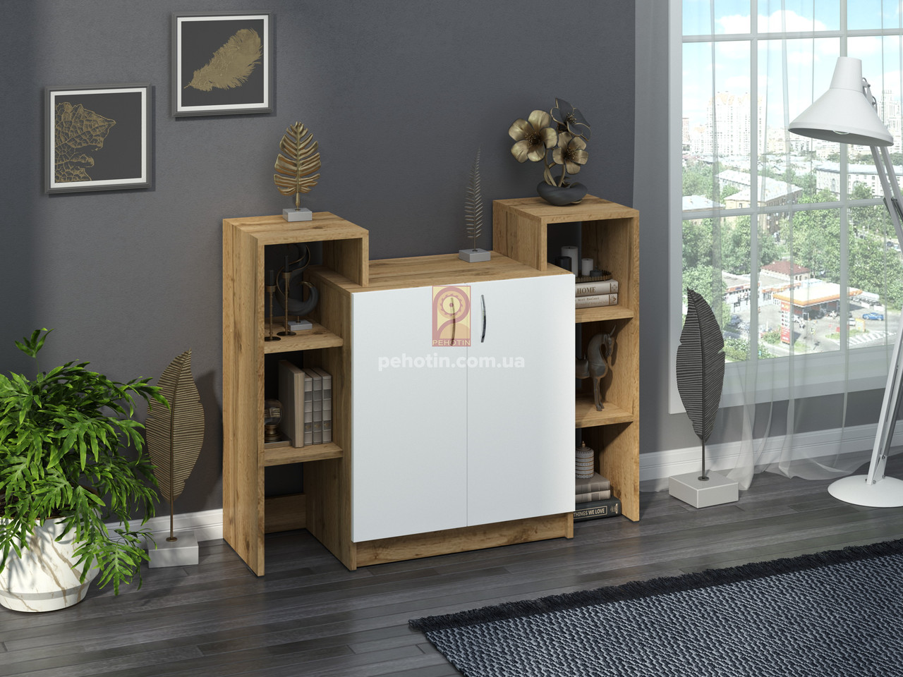 Комод з фасадами IdealMebel К-2, тумба для зберігання речей з полицями