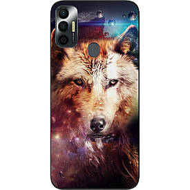 Чохол силіконовий для Tecno Spark 7 з картинкою Космічний вовк