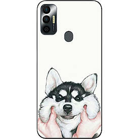Бампер силіконовий для Tecno Spark 7 з малюнком Хаскі