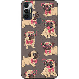 Бампер силіконовий для Tecno Spark 7 з малюнком Мопсики