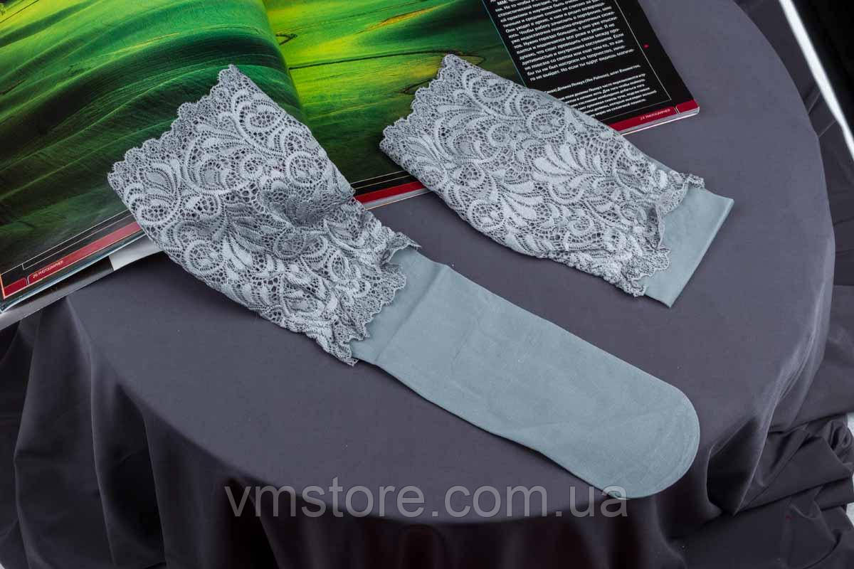 Шкарпетки жіночі капронові із широким мереживом, сірий колір