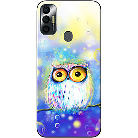 Бампер силіконовий для Tecno Spark 7 з малюнком Сова