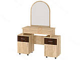 Туалетний столик IdealMebel Трюмо-2 "Мілана", стіл з тумбами для косметики, трюмо з дзеркалом, трюмо-комод, фото 3