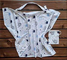 Мілк Снуд - накидка фартух для годування грудьми в громадських місцях + сумка чохол у подарунок BST біло-синій