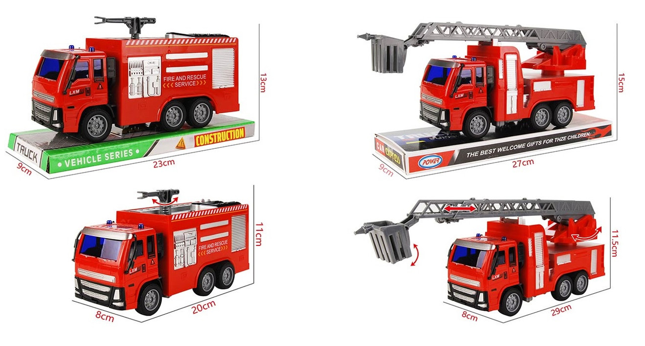Машина іграшкова пожежна, 2 види, слюда 13*23*9см, 301-7/301-8