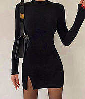 Жіноча чорна сексуальна міні сукня з розрізом на стегні, розмір 40-42,42-44(є виміри)