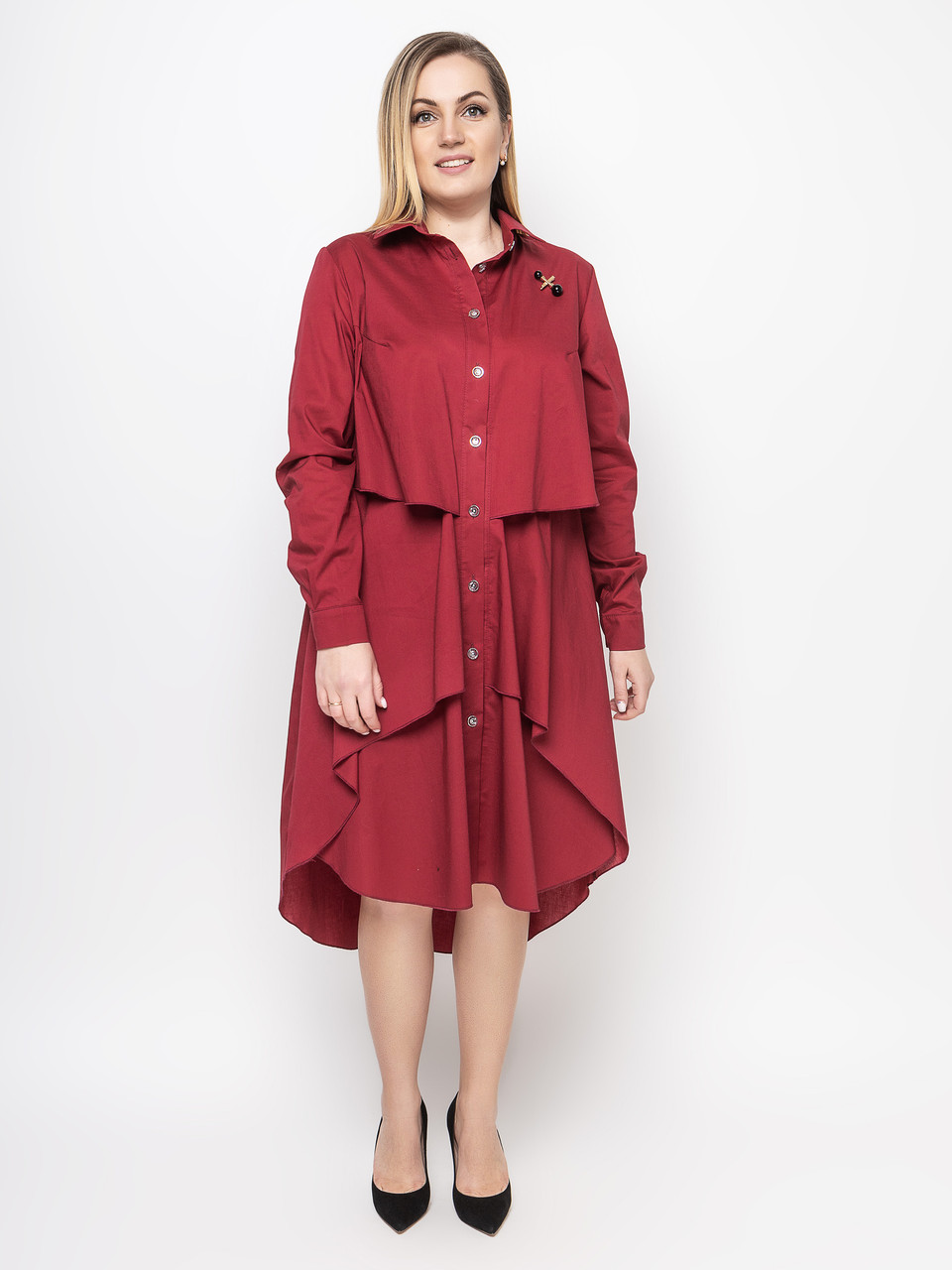 Жіноча сукня-сорочка Троя бордо, фото 1