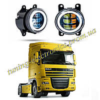 LED противотуманные фары с дхо на DAF XF105 белые 30 ватт лед туманки ДАФ 105