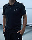 Чоловічий літній костюм Nike Футболка Поло + Шорти + Барсетка в подарунок чорний комплект Найк, фото 11