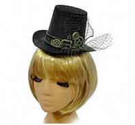 Жіночий капелюх циліндр Стипанк із шипами чорна карнавальна