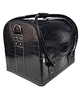 Сумка-чемодан для мастера с раздвижными полочками черный "крокодил"