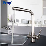 Змішувач для кухні Frap F4352-5 на дві води, сатин, фото 2