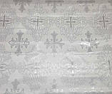 Тканина парча церковна біла зі сріблом на метраж на атласі, фото 8