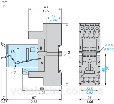 Колодка с комбинированными контактами 4co 27мм типа RXM2/4 RXZE2M114M - фото 5 - id-p505486825