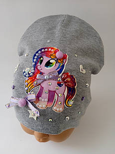 Шапка подвійна дівчинка з аплікацією від 1 до 3 років