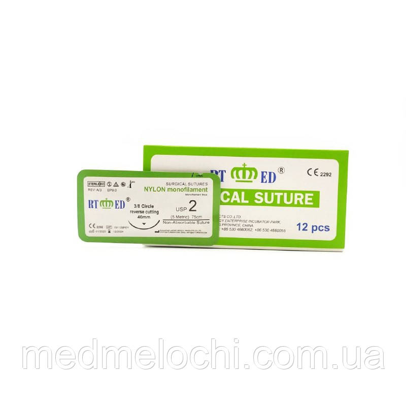 Нейлон RT-med USP 2 (EP 5) зі звор. ріж. голкою 40мм 3/8 кола