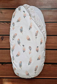 Непромокальний наматрацник у дитячу коляску бавовна універсальний розмір 40х80 см BST Білий+Помаранчевий