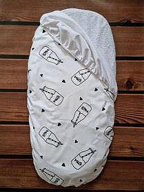 Непромокальний наматрацник у дитячу коляску бавовна універсальний розмір 40х80 см BST Білий+Чорний