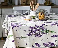 Скатерть на стол кухонная непромокаемая водоотталкивающая ткань тефлон размер 180 х 220 см лаванда