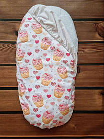 Непромокальний наматрацник у дитячу коляску бавовна універсальний розмір 40х80 см BST Пісочний+Рожевий