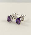 Сережки-пусети срібні з аметистом Т33-ам, фото 2